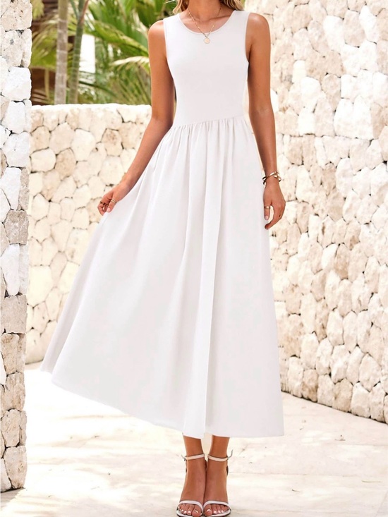 PrettyGarden Dresses & Skirts - Sleeveless White Maxi Dress - Elegant Summer Sundress